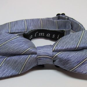 100% Silk Almasi (Pre-Tied) Bow Tie Blue w/Stripes